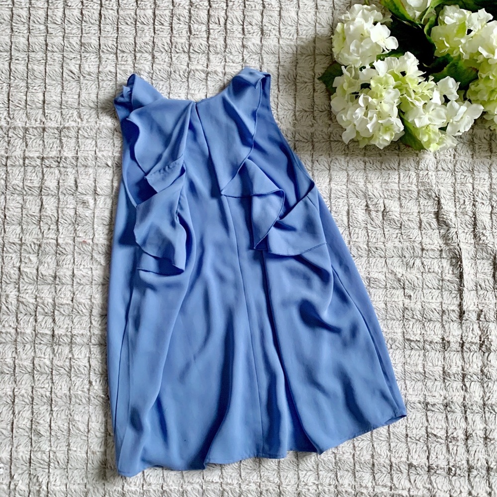 LOFT Blue Ruffle Tank - Picture 4 of 5